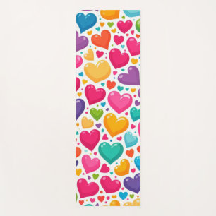 Colourful rainbow hearts Valentines Yoga Mat