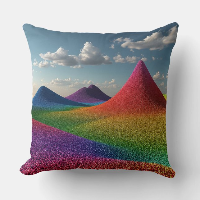Colourful Rainbow Hills Formed by Tiny Beads Cushion (Front)
