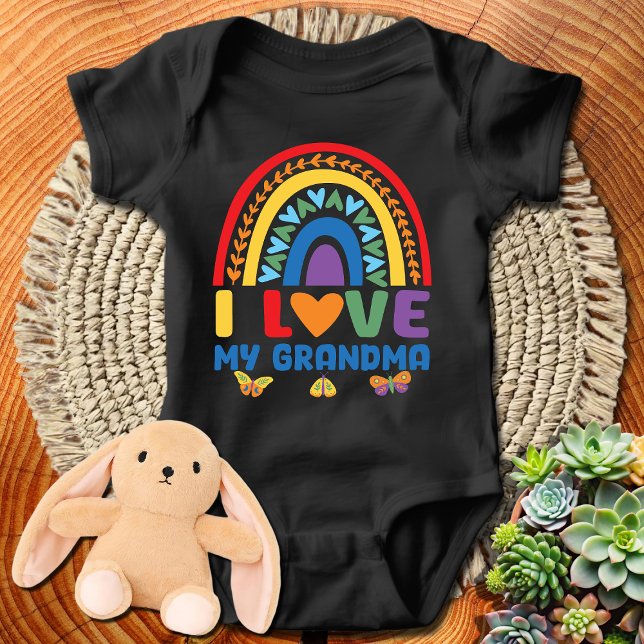 Colourful Rainbow I Love My Grandma Baby Bodysuit (Creator Uploaded)