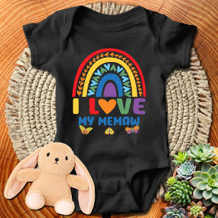 Colourful Rainbow I Love My Memaw Baby Bodysuit