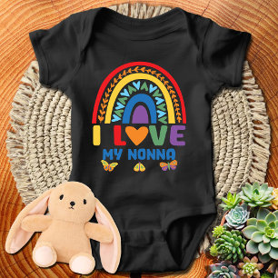 Colourful Rainbow I Love My Nonna Baby Bodysuit