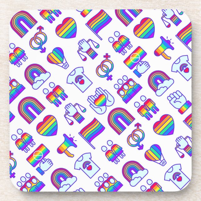 Colourful Rainbow Icon Patterns Coaster (Front)