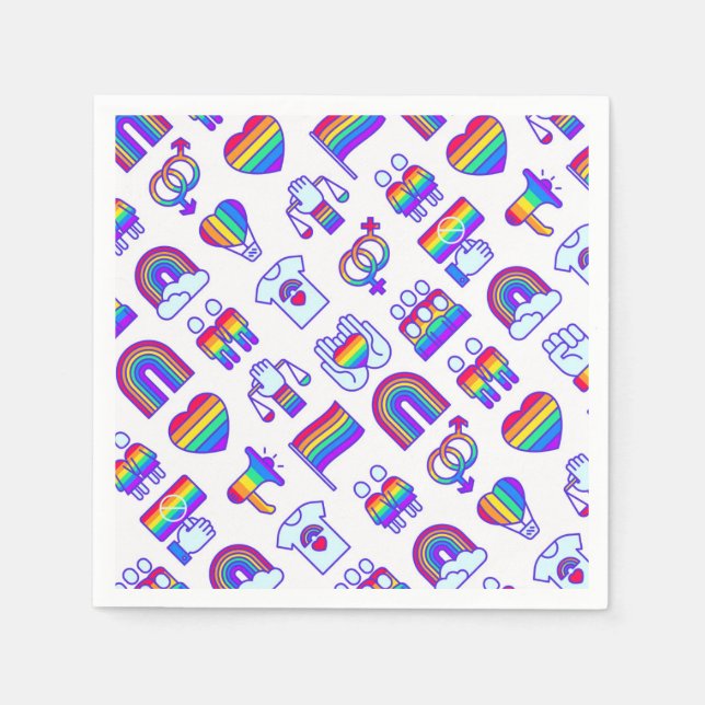 Colourful Rainbow Icon Patterns Napkin (Front)