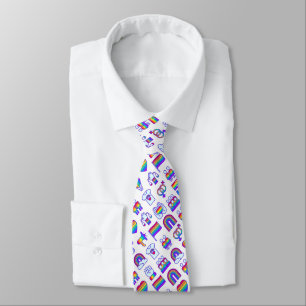 Colourful Rainbow Icon Patterns Tie