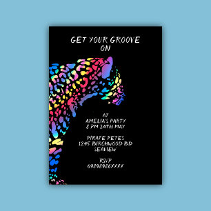 Colourful Rainbow Jaguar Party Invitation