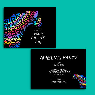 Colourful Rainbow Jaguar Party Invitation
