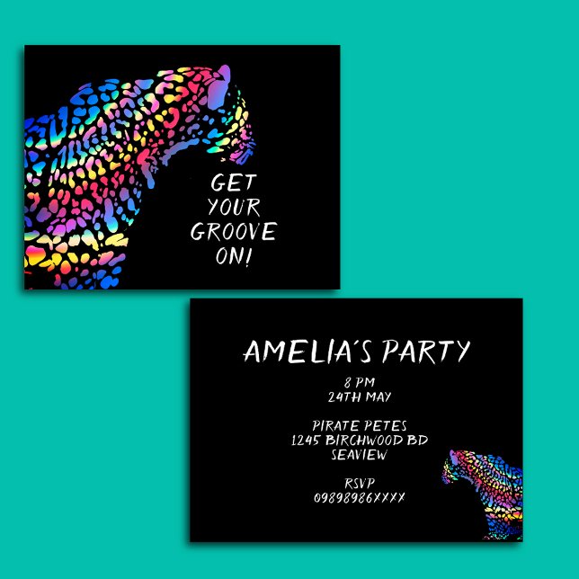 Colourful Rainbow Jaguar Party Invitation (Creator Uploaded)