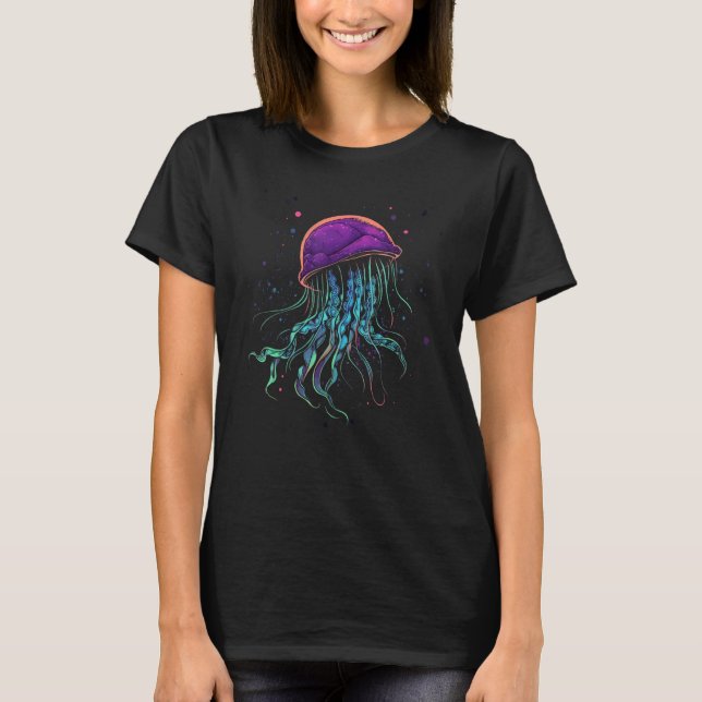 Colourful Rainbow Jellyfish Ocean Lovers Sea Creat T-Shirt (Front)
