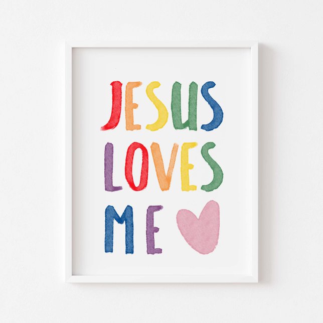 Colourful rainbow Jesus loves me print (Creator Uploaded)