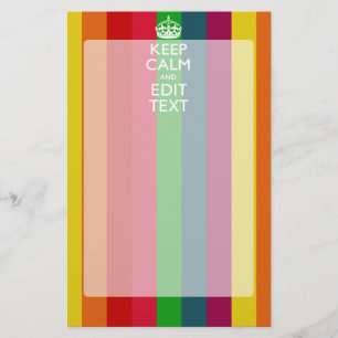 Colourful Rainbow Keep Calm And Your Text Customis Stationery
