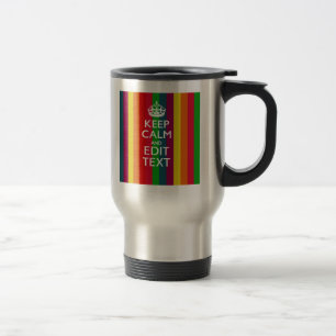 Colourful Rainbow Keep Calm And Your Text Customis Travel Mug