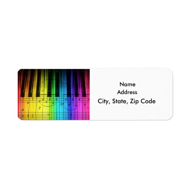 Colourful Rainbow Keyboard Grand Piano Label Return Address Label (Front)