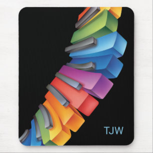 Colourful Rainbow Keyboard with Monogram Mouse Pad