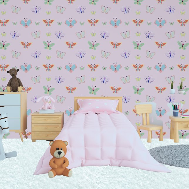 Colourful Rainbow Kids Girly Pink Butterfly Wallpaper (Creator Uploaded)