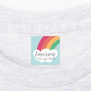 Colourful rainbow kids iron on label