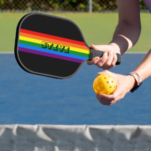 Colourful Rainbow LGBT Gay Pride Personalised Pickleball Paddle