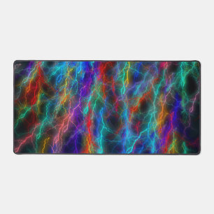 Colourful Rainbow Lightning  Storm Desk Mat