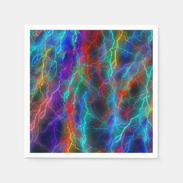 Colourful Rainbow Lightning Storm Napkin (Front)