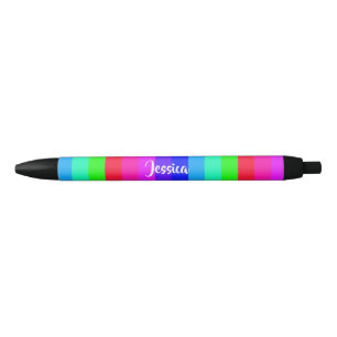 Colourful rainbow lines black ink pen