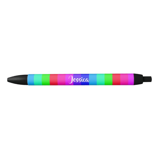 Colourful rainbow lines black ink pen (Front)
