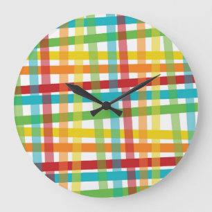 Colourful Rainbow Lines Large Clock