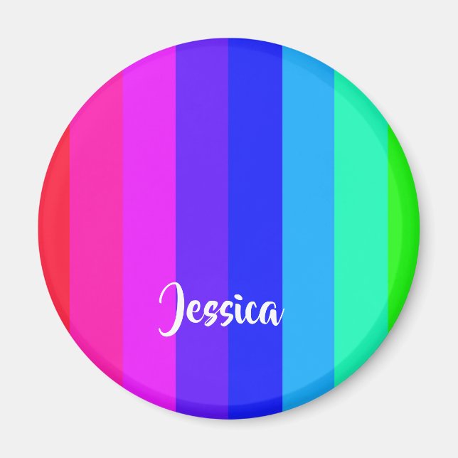Colourful rainbow lines magnet (Front)