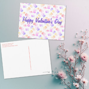 Colourful Rainbow Linked Heart Art Pattern Templat Holiday Postcard