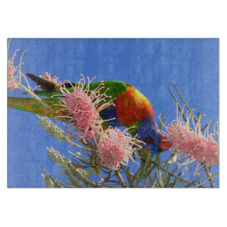 Colourful Rainbow Lorikeet Bird Eating Nectar Cutting Board