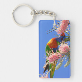 Colourful Rainbow Lorikeet Bird Eating Nectar Key Ring