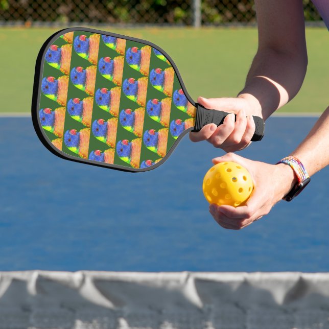 Colourful Rainbow Lorikeet Parrot Pattern Pickleball Paddle (Insitu)