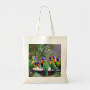Colourful Rainbow Lorikeet Parrots Eating Tote Bag