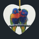 Colourful Rainbow Lorikeets parrots Ceramic Ornament<br><div class="desc">They don't get much brighter and colourful that this pair of Rainbow lorikeets which are a small Parrot. Love them for their colour or their cheeky ways what ever the reason they will make a special gift for everyone. An original painting by award winning Wildlife artist Ian Griffiths</div>