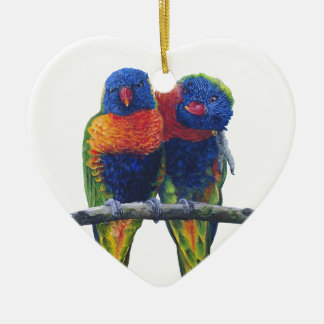 Colourful Rainbow Lorikeets parrots Ceramic Ornament