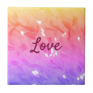Colourful rainbow love pride lgbtq gay pattern tex ceramic tile
