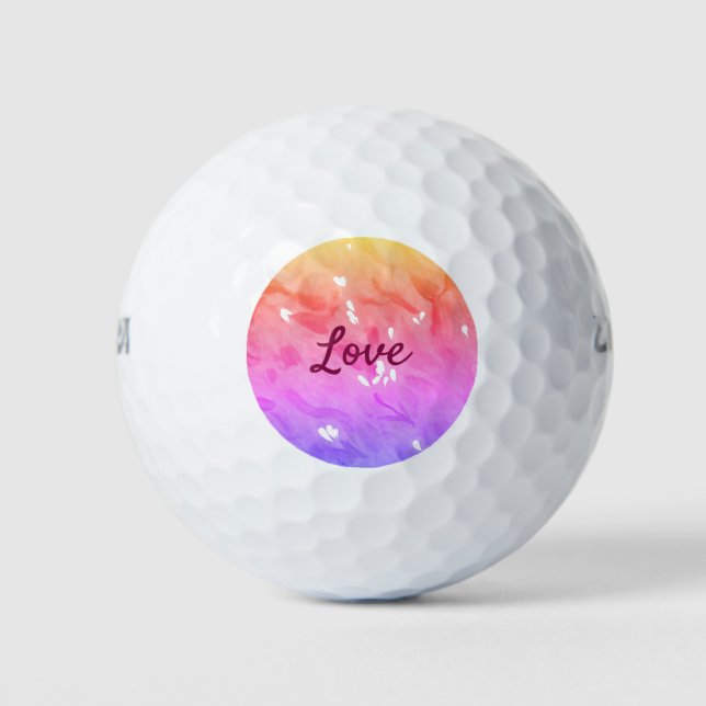 Colourful rainbow love pride lgbtq gay pattern tex golf balls (Front)