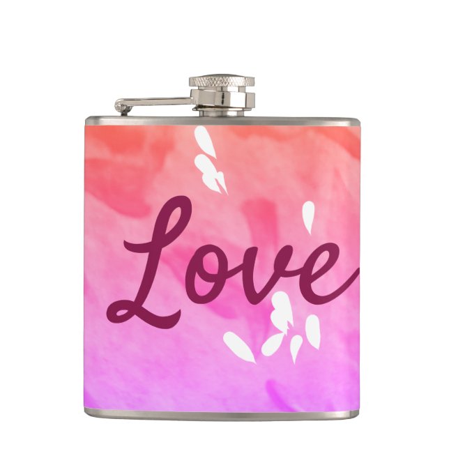 Colourful rainbow love pride lgbtq gay pattern tex hip flask (Front)