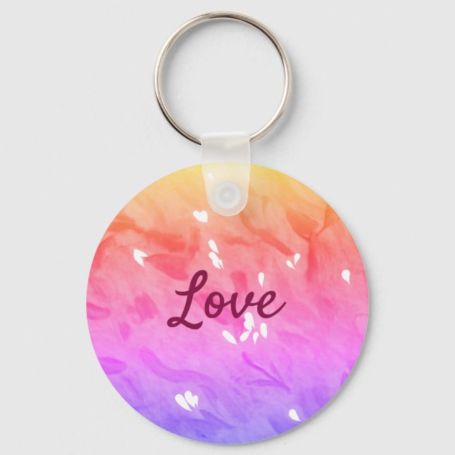 Colourful rainbow love pride lgbtq gay pattern tex key ring (Front)