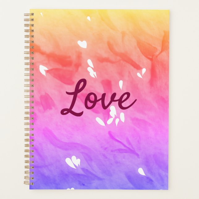 Colourful rainbow love pride lgbtq gay pattern tex planner (Front)
