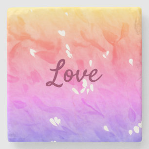 Colourful rainbow love pride lgbtq gay pattern tex stone coaster