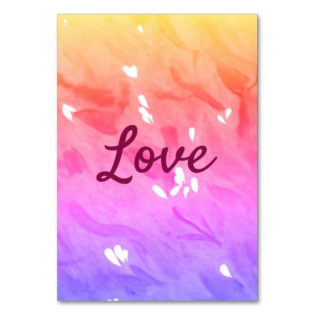 Colourful rainbow love pride lgbtq gay pattern tex table number (Front)