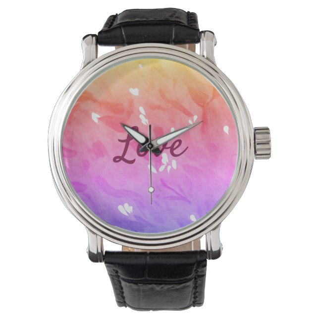 Colourful rainbow love pride lgbtq gay pattern tex watch (Front)