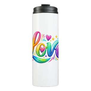 Colourful Rainbow Love Typography Design Thermal Tumbler