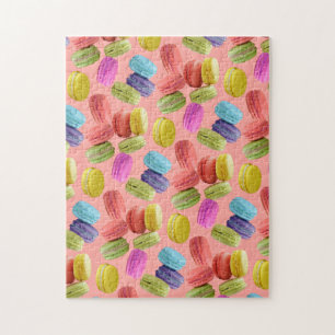 Colourful Rainbow Macaron Cookies Pattern Jigsaw Puzzle