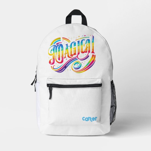 Colourful rainbow magic printed backpack (Front)