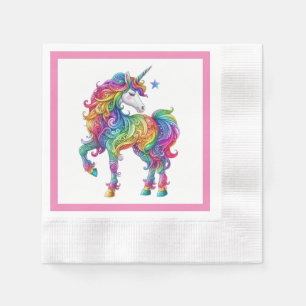 Colourful rainbow magical unicorn napkin