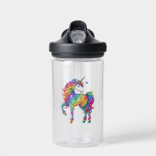 Colourful rainbow magical unicorn water bottle