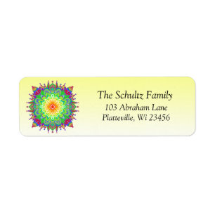 Colourful Rainbow Mandala Zen  Label Return Address Label