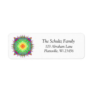 Colourful Rainbow Mandala Zen  Return Address Label
