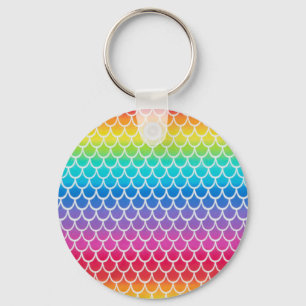 Colourful Rainbow Mermaid scales Key Ring