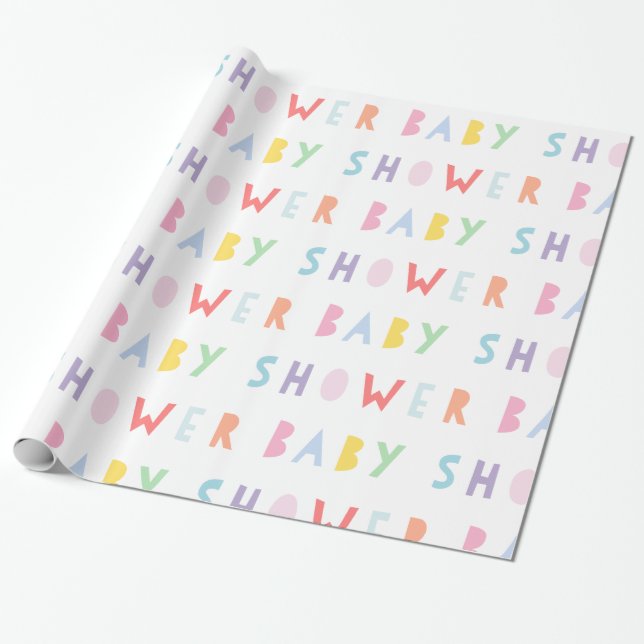 Colourful Rainbow Modern Baby Shower Wrapping Pape Paper (Unrolled)